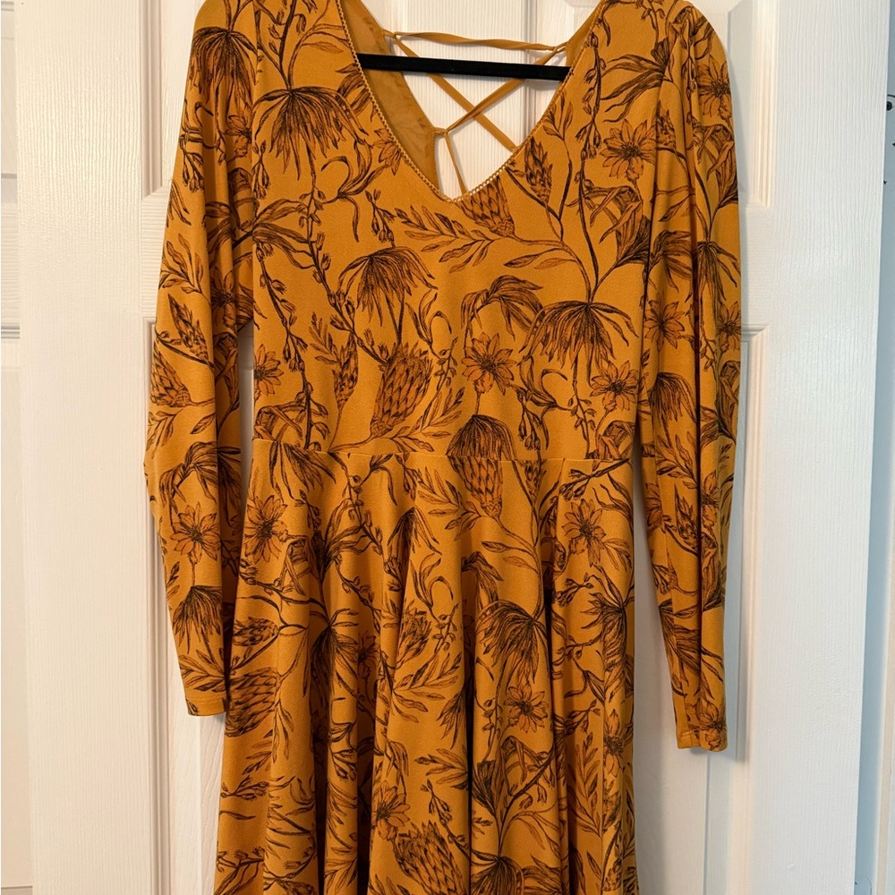 Floral Lace Up Back Dress